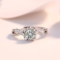 Sterling Silber Ring mit Pflaumenblüten-Design und geflochtenem Diamant-Ringband - 925er Silber / Damen Verstellbar