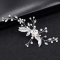 Fermaglio sposa argento con fiori fatti a mano, perle e strass scintillanti - Argento