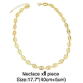 Golden coffee bean link necklace 17.7 inch with lobster clasp on white background - Pig Nose Necklace / Gold