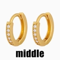 Elegant gold huggie earrings with five micro-pave cubic zirconia stones for women - Medium / Gold