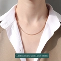 1.2mm gold box chain necklace in 18K gold plated titanium steel worn on neck - Box Chain 40+5cm / Gold