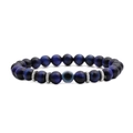 8mm dark blue tiger eye bead bracelet with blue evil eye charm on white background - Blue Tiger Eye Evil Eye