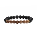 Pulsera de cuentas de madera de wengué y piedra volcánica de 8 mm con separadores - Madera de Ala de Pollo + Piedra de Volcán