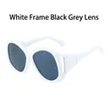 Chic oversized white frame sunglasses with dark grey lenses and hollowed-out temples - Solid White Frame Black Grey Lens