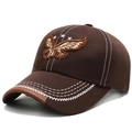 Dark brown baseball cap with embroidered eagle and contrasting white stitching - Adjustable / Brown