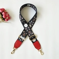 Silver Clasp / Black & White Flowers + Red Leather