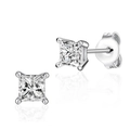 Minimalistische S925 Sterling Silber Ohrstecker mit quadratischem Zirkonia-Stein - 925er Silber / Platin