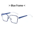 Monture de lunettes œil-de-chat bleue surdimensionnée avec design évidé et embouts blancs - Bleu