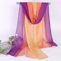 Elegant purple and orange gradient chiffon sun protection scarf with lightweight drape - Purple Orange Gradient
