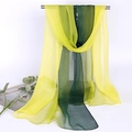 Lightweight gradient chiffon scarf transitions from bright yellow to deep green silk - Yellow-Green Gradient