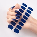 Solid deep blue nail art stickers set with 16 pieces for a minimalist manicure look - Dark Blue CS003