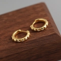 Lussuosi orecchini a cerchio a ingranaggio in argento S925 dorato con cristalli - Oro (1 Paio)