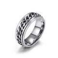Anillo de cadena abridor de cerveza en acero de titanio estilo hip-hop plateado - Talla 11 / Color Acero