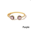 Elegant gold-plated open bangle with purple pear-shaped crystals and pave-set zircons - Gold + Purple