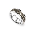 Anillo giratorio para hombre de acero inoxidable con cadena cubana y bordes pulidos - US 5 / Color Acero