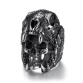 Gothic 316L stainless steel punk ring featuring a skull inside a leopard head - US 8 / Steel
