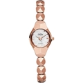 Fashionable rose gold quartz watch for women with geometric metal strap and round dial - Rose Gold Case White Face