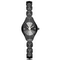 GEDI black quartz watch with geometric faceted bracelet and rose gold accents - Black Case Black Dial