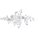Eleganter silberner Braut-Haarkamm mit Kristallblumen und funkelnden Strassblättern - Haarclip / Silber