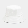 Close-up of high-quality white cotton canvas sun hat with detailed brim stitching - M (56-58cm) / White