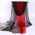 Detail of red and black gradient 100% silk scarf hanging with elegant drape and texture - Black Red