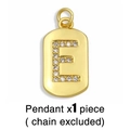 Detailed view of a gold rectangular pendant featuring a zircon-encrusted letter E design - Gold Letter E Pendant (Without Chain)
