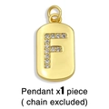 Close-up of gold-plated rectangular pendant with micro-pave letter F zircon setting - Gold Letter F Pendant (Without Chain)
