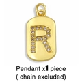 Close-up of gold R letter pendant with zircon inlay on a white background without chain - Gold Letter R Pendant (Without Chain)