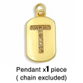 Macro shot of gold rectangular pendant featuring a crystal encrusted letter T design - Gold Letter T Pendant (Without Chain)