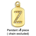 Detailed macro view of a gold-plated rectangular pendant with micro-pave letter Z charm - Gold Letter Z Pendant (Without Chain)