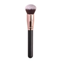 Blush and contour brush with black handle, rose gold ferrule and brown gradient bristles - Round Powder Brush - Black Handle (Concave Ferrule)