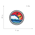 Macro shot of 9cm sunrise ocean wave embroidery patch with vibrant color textures - 11#-Sunset Patch