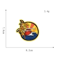 Tropical sunset embroidered patch with palm tree and ocean wave 8.2cm round badge - 4#-Sunset Patch