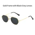 Gafas de sol polarizadas clásicas con montura de metal dorado y lentes grises oscuros - Montura Dorada Negro Gris
