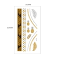 Tatouage temporaire métallique doré et argenté M-T008 avec motifs de palmiers et d'ananas - Feuilles de Palmier Or Argent Ananas Plumes (MT-08)