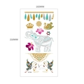 Bohemian gold metallic tattoo sheet with elephant and mandala patterns, size 102x210mm - Gold Color Elephant Butterfly (MT-29)