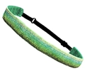 Adjustable green glitter sequin elastic headband for kids with a sparkling gradient finish - Green Gradient