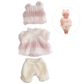 Plush pink and white gradient doll clothes set with hat and dress for 30cm baby dolls - Pink And White Gradient Plush Set