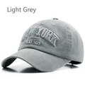 Light grey washed cotton baseball cap featuring 3D New York embroidery and vintage finish - Light Gray
