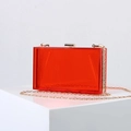 Elegant transparent red acrylic evening clutch with gold metal frame and chain strap - Transparent Red