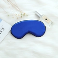 Silk-like deep blue sleep mask with adjustable strap on white faux fur background - Adjustable Buckle Paper Card Packaging / Royal Blue