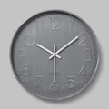 Minimalist 12 inch round silent quartz wall clock with industrial grey brushed texture - Dark Grey Brushed Texture