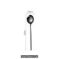 Polished black stainless steel small round spoon, 13cm length and 2.8cm width - Tea Spoon / Black