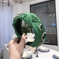 Baroque green emerald gemstone knotted headband with sparkling rhinestones decoration - Green