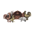Vintage steampunk farm animal hair clips featuring bronze relief rooster and cow motifs - Farm Animals