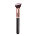 Angled face brush with black handle, rose gold ferrule and dual-tone bristles - Angled Foundation Brush - Black Handle (Concave Ferrule)
