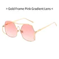 Women's cat eye sunglasses with gold metal frame and gradient pink lenses - Gold Frame Gradient Pink Lens
