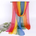 Close-up of lightweight rainbow gradient chiffon scarf showing its sheer texture - Rainbow Gradient