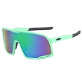Gafas de sol deportivas cortavientos con montura verde menta y lentes reflectantes - Montura Verde Lente Verde