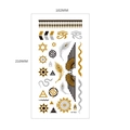 Bohemian gold and silver metallic tattoo sticker with feather and snake motifs - Gold Silver Eye Feathers Hexagram (MT-22)